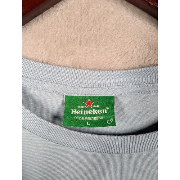 Heineken Beer Advertisement Light Blue Official Shirt Size Large "I Recommend" * - Picture 3 of 8